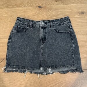 Pacsun Denim Black Frayed Hem Skirt